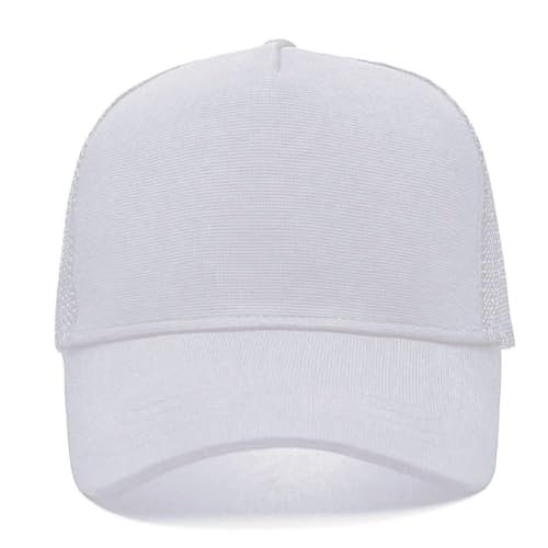 Oversize XXL Mesh Trucker Hat for Men Big Head High Crown Baseball Cap - color: White