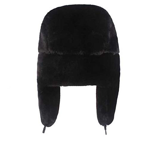 Brcus Women Russian Ushanka Trapper Pilot Aviator Cap Winter Windproof Ski Hat - color: Black