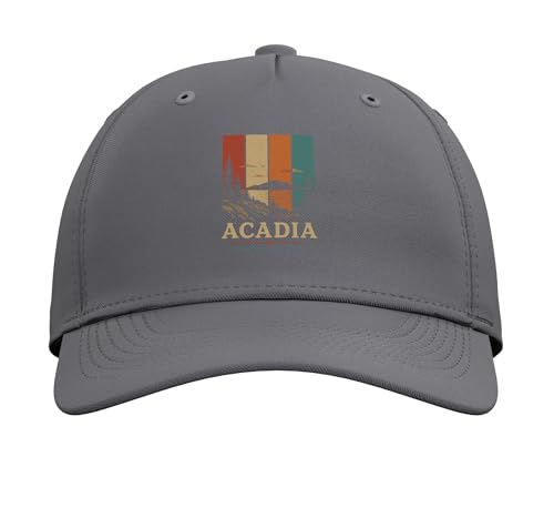 Acadia Maine Coast National Park Hiking Camping Outdoor Adjustable Baseball Hat - color: Slate Grey