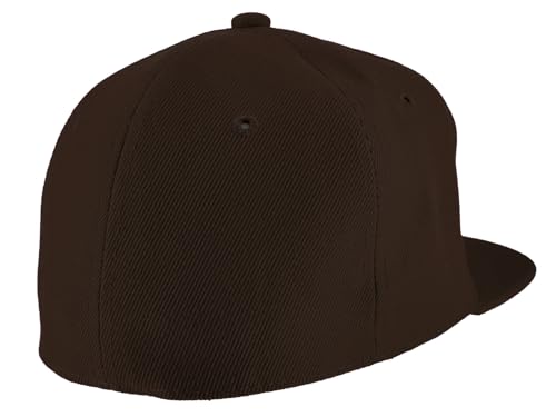 TOP HEADWEAR Plain Flat Bill Fitted Hat - color: Brown, size: 6 7/8