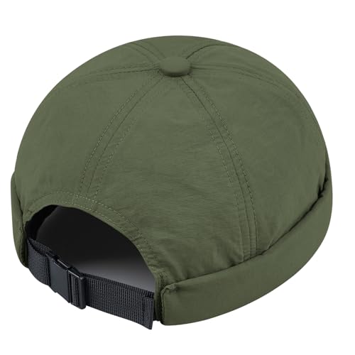 Clakllie Quick Dry Brimless Docker Cap for Men Summer Beanie Sailor Skullcap Lightweight Waterproof Adjustable No Brim Hat - color: S-ct81-army Green