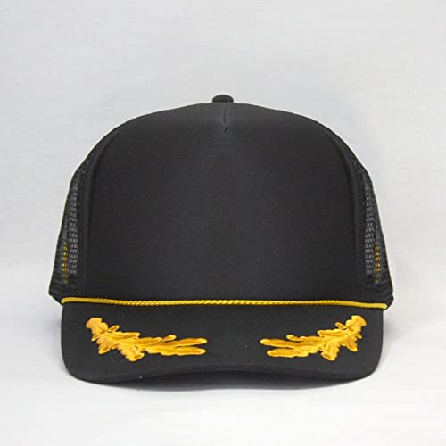 High Crown Foam Mesh Camouflage Tri-Color Oak Leaves Trucker Hat Baseball Cap - color: Black/Gold Oak