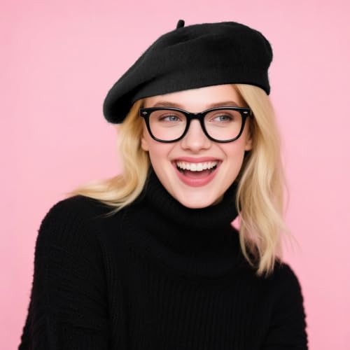 Classic Beret Hats for Women French Beret Hats Painter Artist Costume Cap for Women Girls Men Kids - color: Black, size: One Size