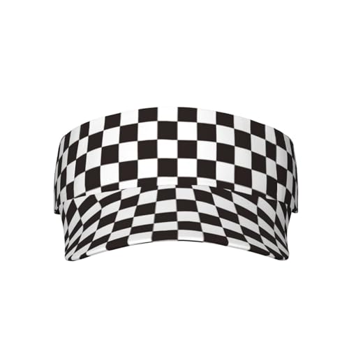 Sports Sun Visor Hats Adjustable Men Women Lightweight Packable Cooling Empty Top Visor Hat for Running, Tennis, Golf - color: Black and White Checkered Racing Flag, size: 1-2