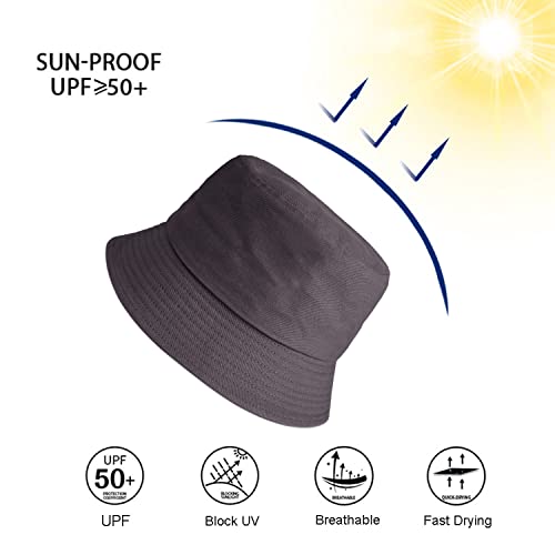 Wheebo Solid Color Bucket Hat for Women Summer Beach Fishmen Hat for Lady Adult Unisex Cotton Cap…… - color: A-sc-charcoal