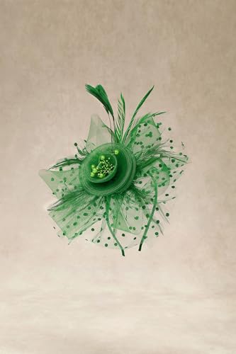BABEYOND Fascinators Hats for Women Tea Party Flower Tulle Bead Derby Hat - color: Dark Green