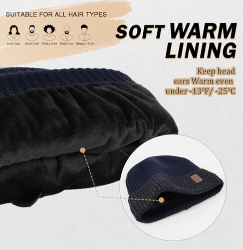 Wmcaps Winter Beanie for Men Women Fleece Lined Hat Warm Cuffed - color: Navy Blue/Slate Gray