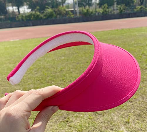 2 Pack Sun Visor Hats Women Men Clip On Wide Brim Visors Hat Outdoor Sports Golf Beach Travel Tennis Caps - color: Fuchsia