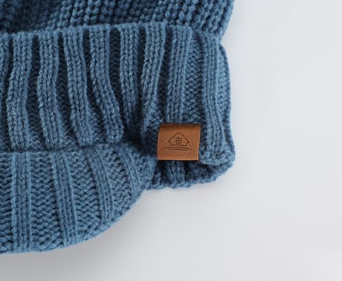 Home Prefer Men's Winter Hat Thick Knit Beanie Cap with Visor Newsboy Beanie Hat - color: Airforce Blue