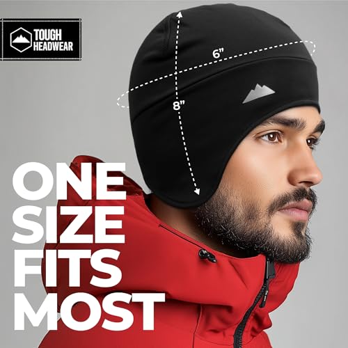 Tough Headwear Thermal Skull Cap - Moisture-Wicking Running Beanie - Snug Fit Ski Helmet Liner - Lightweight Cycling Cap - color: Black (3 Pieces)