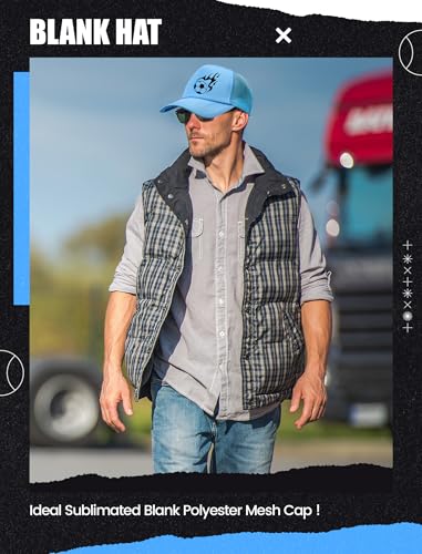 Tarpop 10 Pcs Sublimation Blank Trucker Hats Bulk - color: Light Blue