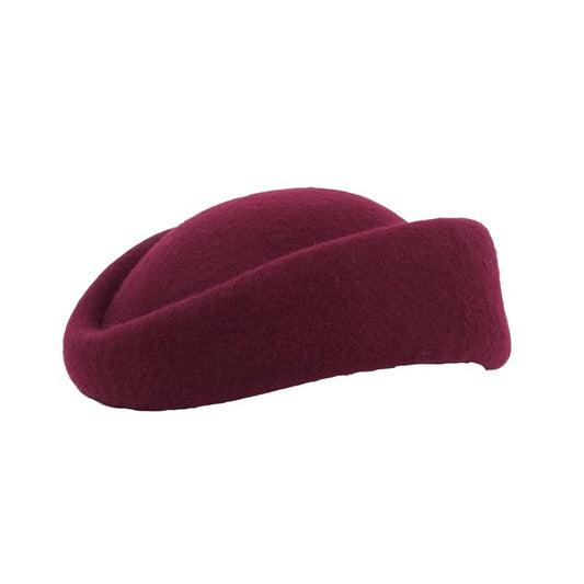 HIMESPORT Wool Felt Beret Derby Fascinator Hats for Women Ladies Church Tea Party Formal Wedding Pillbox Hat - color: Burgundy