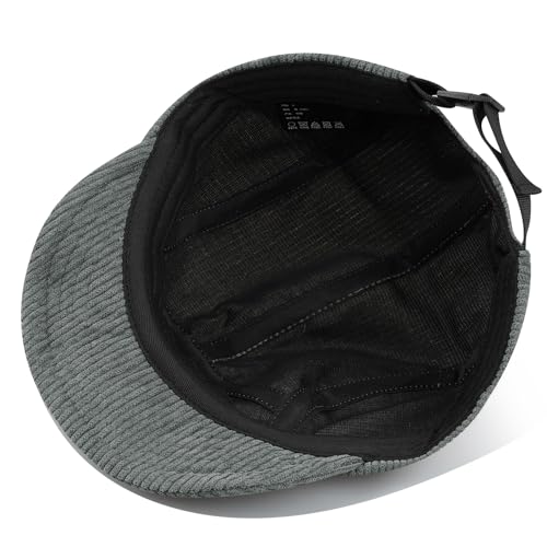 CLAPE Corduroy 5 Panel Hat, Lightweight Breathable Adjustable Soft Flat Brim Baseball Cap Trucker Hat for Outdoor Adventures - color: Gd28-gray
