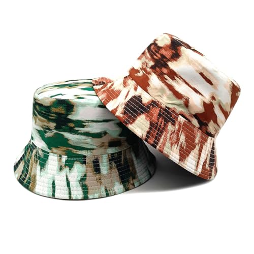 Men Women Unisex Graffiti Bucket hat, Packable Outdoor Summer Fishing Sun hat, Double-Sided Beach Cap - color: Coffee