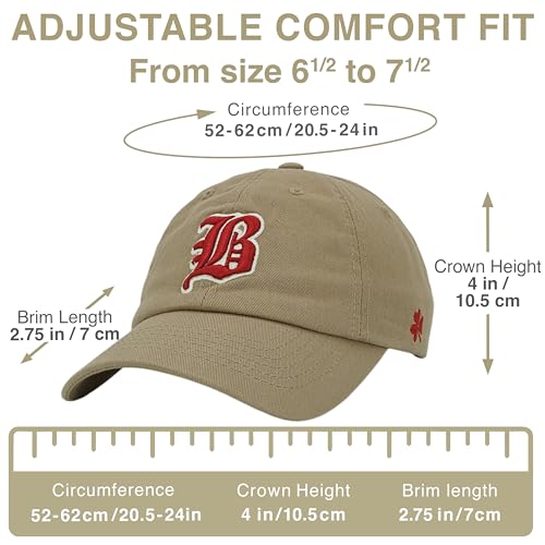 Boston Gothic B Dad Hat, Embroidered Low Profile Baseball Cap for Women Men - color: Khaki