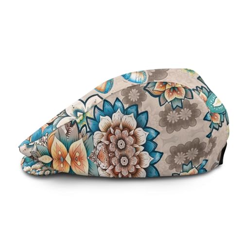 Newsboy Cap for Men Women Adjustable Flat Cap Gatsby Hat Retro Eight Panel Baker Boy Hat Lightweight Casual Cap - color: Teal Dragonfly Floral