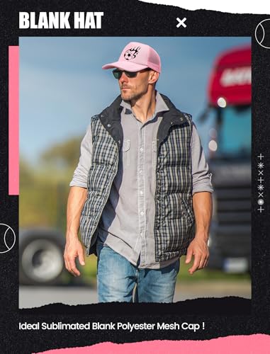 Tarpop 10 Pcs Sublimation Blank Trucker Hats Bulk - color: Pink