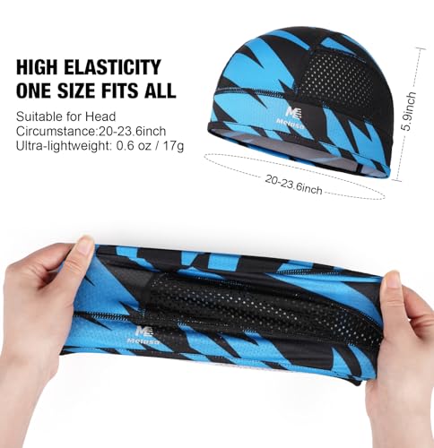MELASA Cooling Skull Cap Breathable Sweat-Wicking Under Helmet - color: Blue Black Stripe