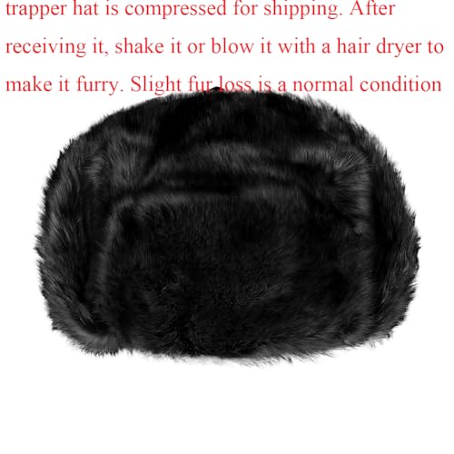 Winter Trapper Trooper Hat Faux Fur Russian Ushanka Hat Windproof Warm Hunting Cap Fuzzy Skiing Cap Unisex - color: Black