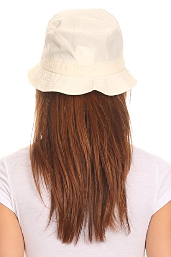 LL Unisex Packable Rain Hat Lightweight Year Round Use - 2 Sizes for Best Fit - color: Cream Bucket, size: Small-Medium