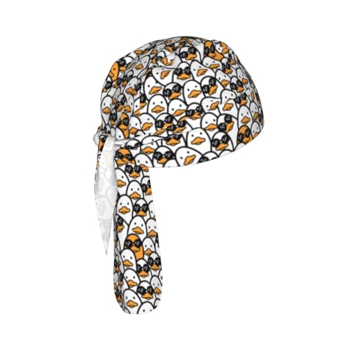 Do Rag Skull Cap Breathable Cycling Cap Adjustable Headscarf Helmet Liner for Men Women - color: Duck