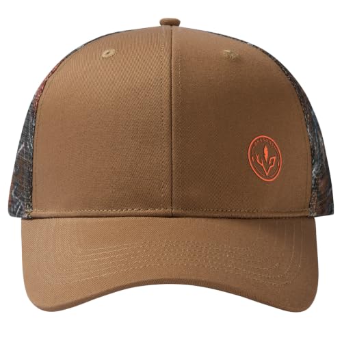 BASSDASH Printed Mesh Trucker Hat for Men Women Adjustable Baseball Cap Fishing Camping Outdoors Sporting Hat with Snap FH20 - color: Brown/Autumn Forest, style: Regular
