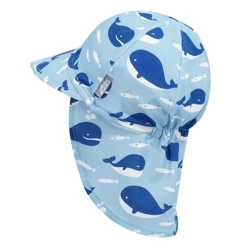 JAN & JUL Baby Sun-Hat with Neck Flap for Swimming - color: Blue Whale, size: 0-3 Months
