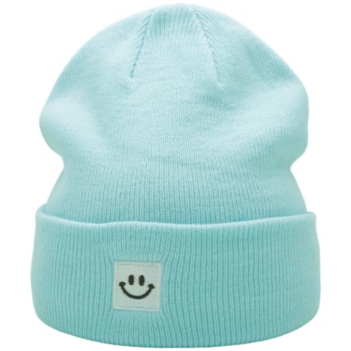 55cube Unisex Winter Beanie Hats Warm Thick Knit Cuffed Skullcaps - color: Cool Blue