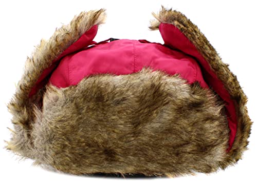 Wool Blend Aviator Trapper hat Trooper Ear Flaps Ushanka Eskimo Russian Warm Winter Cold… - color: Hot Pink Classic Solid