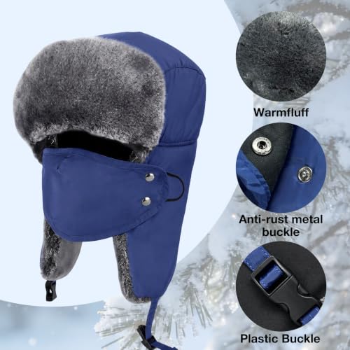 mysuntown Warm Winter Hats for Women Men with Ear Flaps for Cold Weather - color: Blue