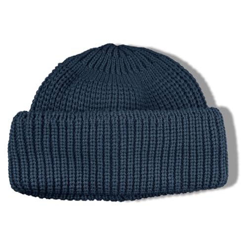 Clakllie Trawler Beanie Watch Hat Knit Cuffed Skullcap Roll-up Edge Stocking Hats Rolled Cuff Knitted Hat Ski Cap - color: Cdus-ddth3-blue