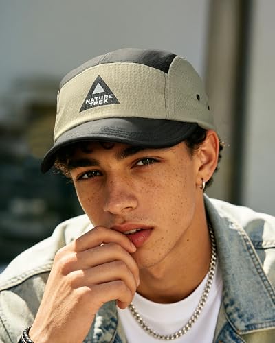 Croogo Quick-Dry 5 Panel Running Cap Lightweight Short Brim Hats for Men - color: Black