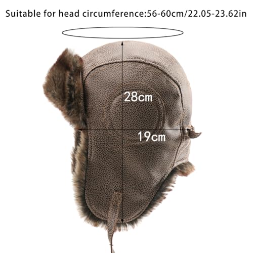 Harssidanzar Leather Outdoor Cycling Windproof Harley Goggles, Warm Pilot's hat,DU303 - color: Brown