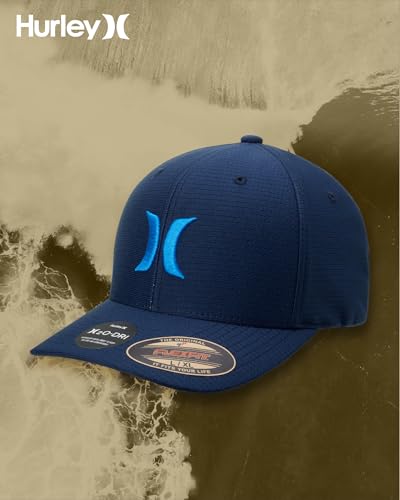 Hurley Mens Baseball Cap, H2O-Dri Stretch Fitted Hat with Curved Bill - color: Blue, size: Small-Medium