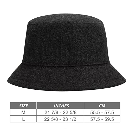 GADIEMKENSD Winter Bucket Hat - Premium Wool, Packable, Plain Colors, Unisex Warm Hat - color: Black, size: Medium