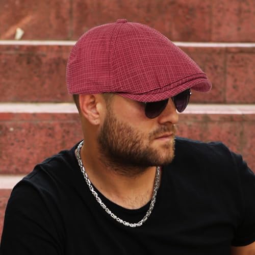 Newsboy Cap for Men Adjustable 6 Panel Flat Hat - color: M2#-brown