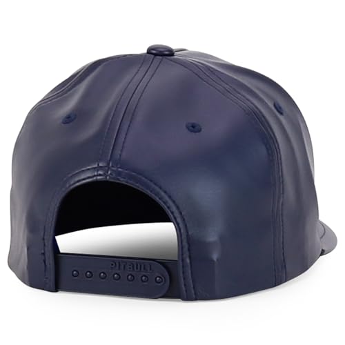 Trendy Apparel Shop PU Leather 5 Panel Structured High Profile Snapback Cap - color: Navy
