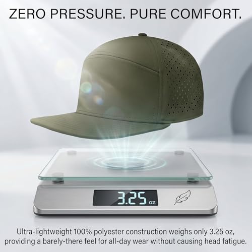 Men Flat Brim Adjustable Performance Hat, Mesh Snapback Laser Perforated Baseball Cap for All-Day Comfort - color: 4017# Army Green