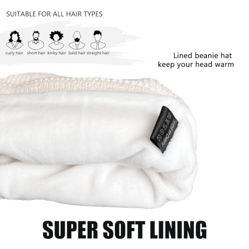 Unisex Winter Beanie for Men Women Soft Fleece Lined Warm Knit Hat - color: Beige