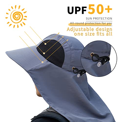 Sun Hat for Men Women with Neck Flap,UPF 50+ UV Protection Fishing Hat - color: 1pack-beige Camo