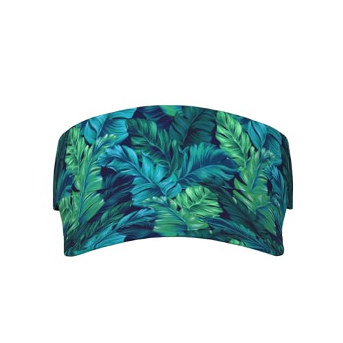 Sports Sun Visor Hats-Adjustable Visor Cap-for Women and Men-for Running, Tennis, Golf - color: Tropical Hawaii Palm Tree Leaf Green