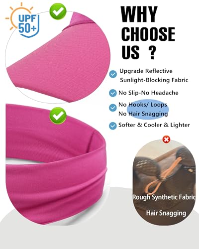 Cooling Sun Stretchy Visor Hat for Men Women,Soft Headband Visors - color: 1-rose Red