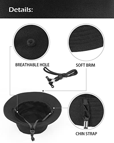 Zylioo XXL Bucket Hat for Big Heads, Reversible Fishing Sun Hat - color: Double-sided Black, size: X-Large-XX-Large