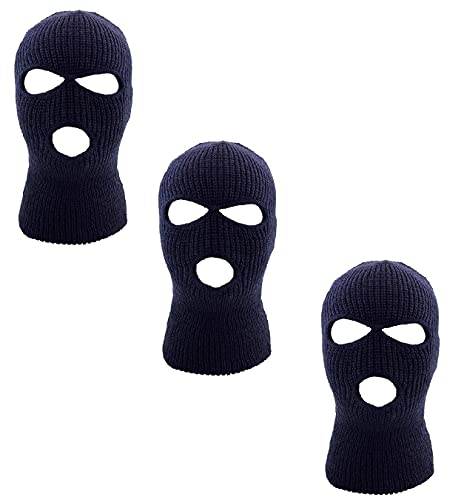 Ski Mask Knit Three Hole Mask Full Face Cover Knitted Balaclavas Warm Hat Adult Winter Hats - color: Navy Blue