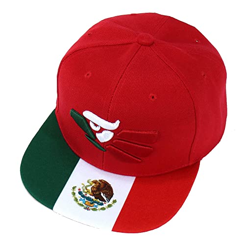 Mexican Mexico Hat Hecho En Mexico Eagle Aguila Snapback Flat Bill Baseball Cap - color: Mexico Flag Brim - Red