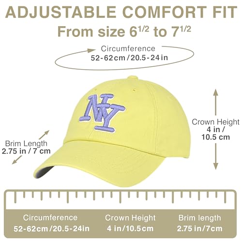 NY 3D Embroidered Dad Hat - New York Baseball Cap - color: Light Yellow Lavender