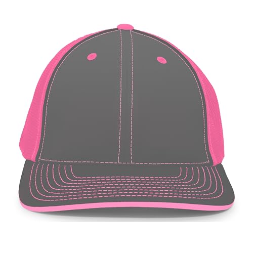 Pacific Headwear Unisex Adult Pacific Headwear Trucker Flexfit® Cap - color: Graphite/Pink/Graphite, size: Large-X-Large