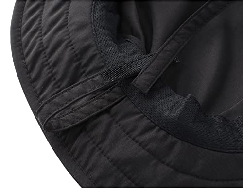 Connectyle Kids Sun Hat for Boys Girls Wide Brim Bucket Hat UPF 50+ Sun Protection Hat Breathable Summer Beach Hat - color: Black