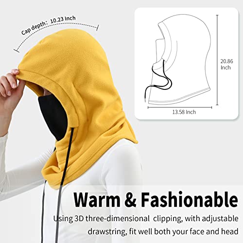 Achiou Ski Mask, Winter Balaclava Warm Windproof Face Cover Men Women - color: Turmeric