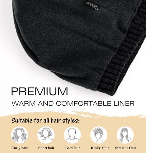 Wmcaps Winter Knitted Beanie for Men Women, Fleece Lined Warm Hat - color: Black
